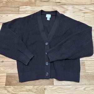 H&M Ribbed Dark Brown Cardigan size M